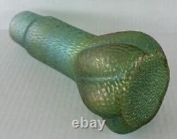 Kralik Sohn Glass Vase Green Martele Textured Iridescent Art Nouveau Bohemian