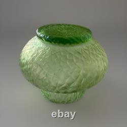 Kralik Sohn Martelé Art Nouveau Iridescent Uranium Green Glass Vase c1910-1920