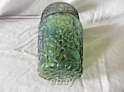 Kralik Threaded Glass Art Nouveau Vase with Pierced Metal Top