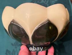 LARGE Art Nouveau Green Painted Leaves VASELINE URANIUM Glass Lotus Shape 4 Fit