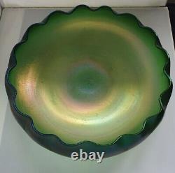 LARGE Arts & Crafts Loetz/ Rindskopf iridescent green large Lily Pad bowl