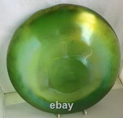 LARGE Arts & Crafts Loetz/ Rindskopf iridescent green large Lily Pad bowl