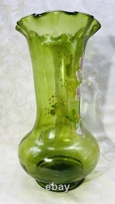 LEGRAS Enamelled Glass Vase Enamel Flowers Poppy Anemones Art Nouveau Jugendstil