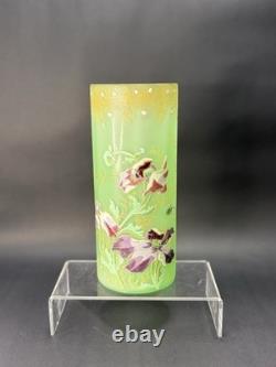 LEGRAS VASE ART NOUVEAU ÉMAILLÉ MONTJOYE LEGRAS ART GLASS Green Floral
