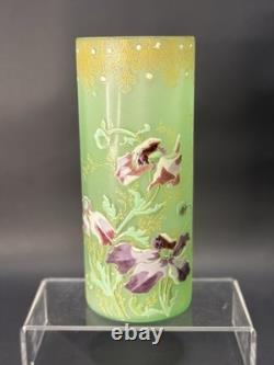 LEGRAS VASE ART NOUVEAU ÉMAILLÉ MONTJOYE LEGRAS ART GLASS Green Floral