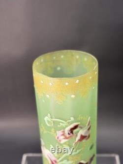 LEGRAS VASE ART NOUVEAU ÉMAILLÉ MONTJOYE LEGRAS ART GLASS Green Floral
