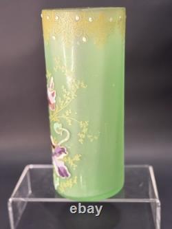 LEGRAS VASE ART NOUVEAU ÉMAILLÉ MONTJOYE LEGRAS ART GLASS Green Floral