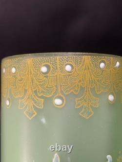 LEGRAS VASE ART NOUVEAU ÉMAILLÉ MONTJOYE LEGRAS ART GLASS Green Floral