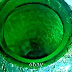LOETZ AUSTRIA Bohemian Art Nouveau Glass Vase Green MIMOSA 14.5 CRAQUELE