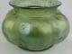 Loetz Antique Art Nouveau Iridescent Rusticana Bulbous Green Glass Vase