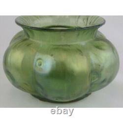 LOETZ Antique Art Nouveau Iridescent Rusticana Bulbous Green Vase