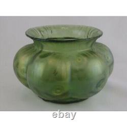 LOETZ Antique Art Nouveau Iridescent Rusticana Bulbous Green Vase