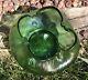 Loetz Art Nouveau Creta Rusticana Glass Vase Crimped Mouth Small Bowl Green