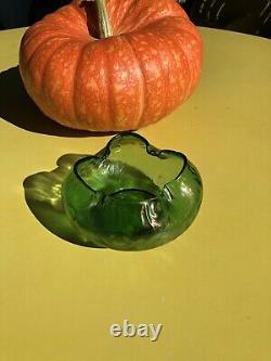 LOETZ Art Nouveau CRETA RUSTICANA glass vase crimped mouth small bowl green