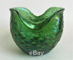 LOETZ DIASPORA Crete 4 GREEN IRIDESCENT Art Glass VASE Antique Bohemian c 1905