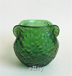 LOETZ DIASPORA Crete 4 GREEN IRIDESCENT Art Glass VASE Antique Bohemian c 1905