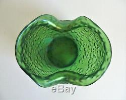 LOETZ DIASPORA Crete 4 GREEN IRIDESCENT Art Glass VASE Antique Bohemian c 1905