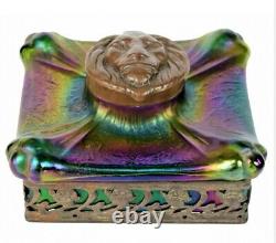 LOETZ Iridescent Austria Art Glass Inkwell Kralik Antique Art Nouveau