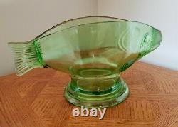 L. E. Smith Depression Green Uranium Glass King Fish Bowl or Vase ca1931