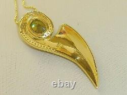 Ladies Art Nouveau Design 925 Sterling Silver Peridot Sapphire Enamel Necklace