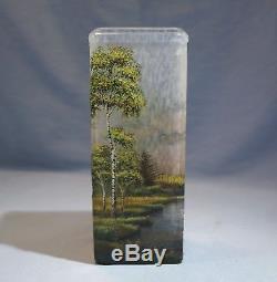 Lamartine French Acid-Etched Cameo Glass Birch Trees Design Circa 1900