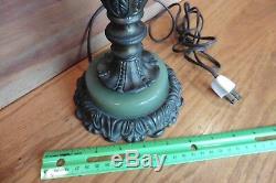 Lamp Electric Art Nouveau Green Jade Marble Brass Table Lamp Light Vintage