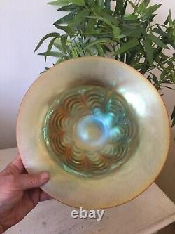 Large 10 Inch WMF Myra Iridescent Glass Bowl feather Edge German Art nouveau