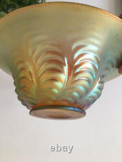 Large 10 Inch WMF Myra Iridescent Glass Bowl feather Edge German Art nouveau