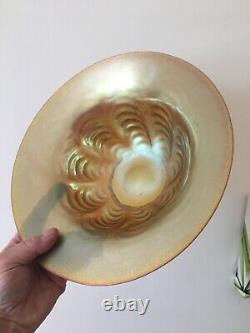 Large 10 Inch WMF Myra Iridescent Glass Bowl feather Edge German Art nouveau