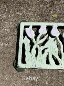 Large Antique Art Nouveau Cast Iron Vent Grille 43 Tulip Floral Air Brick Wall