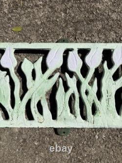 Large Antique Art Nouveau Cast Iron Vent Grille 43 Tulip Floral Air Brick Wall