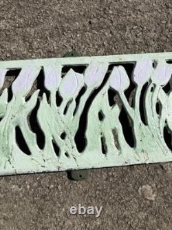 Large Antique Art Nouveau Cast Iron Vent Grille 43 Tulip Floral Air Brick Wall