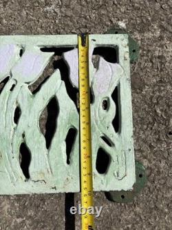 Large Antique Art Nouveau Cast Iron Vent Grille 43 Tulip Floral Air Brick Wall