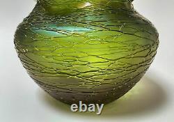Large Antique Loetz Kralik Crete Chine Iridescent Glass Vase Czech Art Nouveau