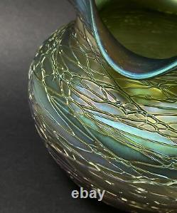 Large Antique Loetz Kralik Crete Chine Iridescent Glass Vase Czech Art Nouveau
