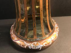 Large Antique Moser Glass vase/Green color/Enameled/Gold/Art Nouveau/Czech C1925
