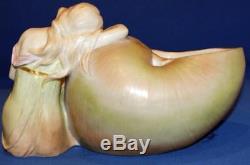 Large Art Nouveau Amphora Austrian Porcelain Figurine Lady With Shell