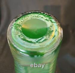 Large Emerald Green Loetz Crete Glass Vase Irridecent