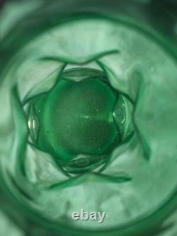 Large Green Dimpled Art Nouveau Glass Vase Circa 1900