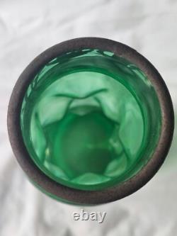 Large Green Dimpled Art Nouveau Glass Vase Circa 1900