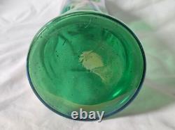 Large Green Dimpled Art Nouveau Glass Vase Circa 1900