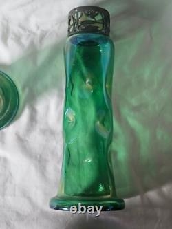 Large Green Dimpled Art Nouveau Glass Vase Circa 1900