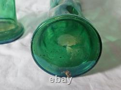 Large Green Dimpled Art Nouveau Glass Vase Circa 1900