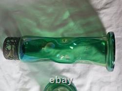 Large Green Dimpled Art Nouveau Glass Vase Circa 1900