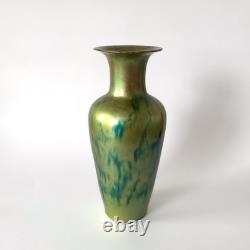 Large Iridescent Green Art Nouveau Vase Zsolnay Pécs Manufacture, 1900s