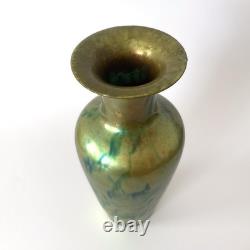 Large Iridescent Green Art Nouveau Vase Zsolnay Pécs Manufacture, 1900s