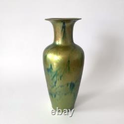 Large Iridescent Green Art Nouveau Vase Zsolnay Pécs Manufacture, 1900s