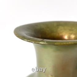 Large Iridescent Green Art Nouveau Vase Zsolnay Pécs Manufacture, 1900s