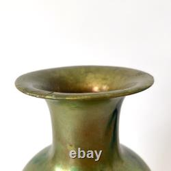 Large Iridescent Green Art Nouveau Vase Zsolnay Pécs Manufacture, 1900s