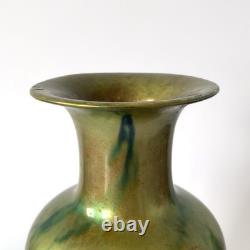 Large Iridescent Green Art Nouveau Vase Zsolnay Pécs Manufacture, 1900s